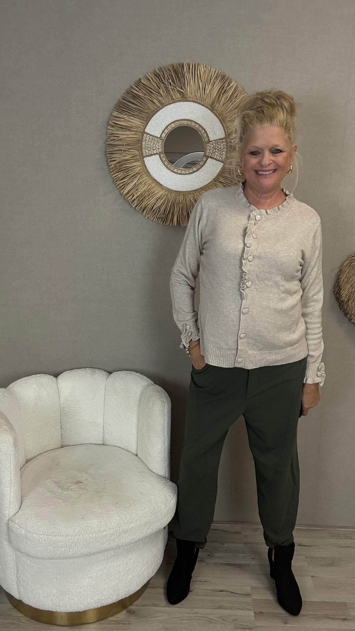 Vest Amour – Hartjesknoopjes Beige/Malange