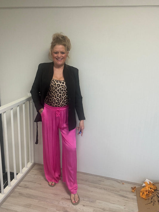 Zijde Look Pantalon Fuchsia - Nancfashion