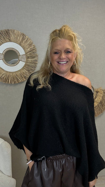 Oversized trui Jessy met ballonmouwen Zwart