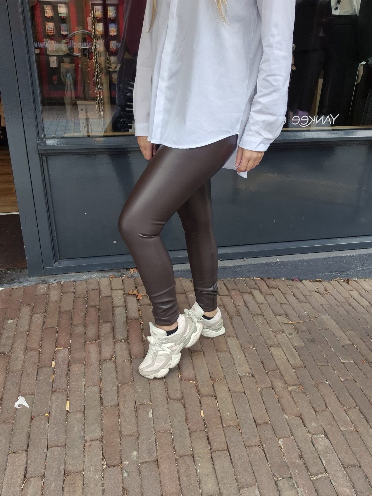 Leatherlook legging Norfy donkerbruin