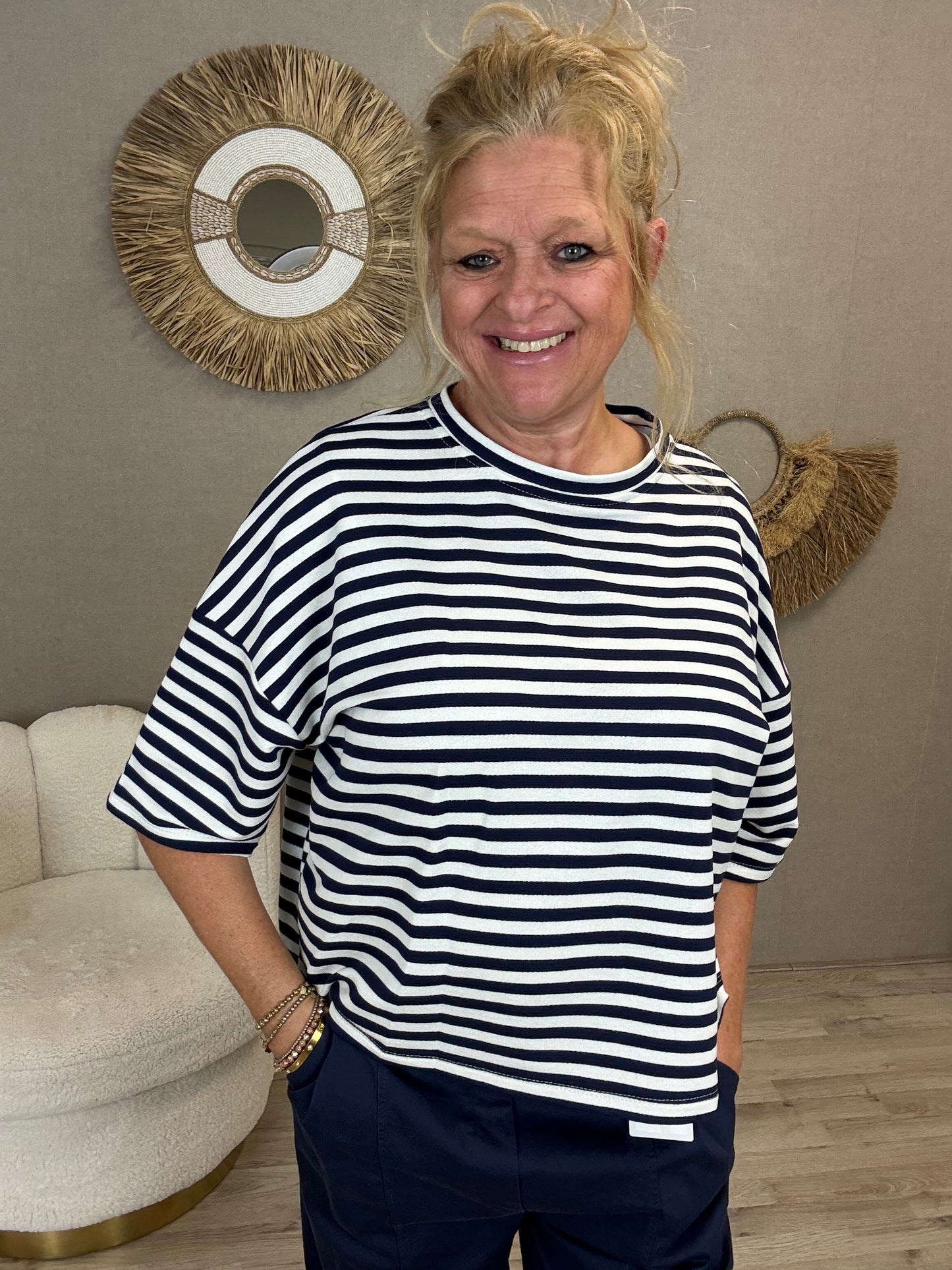 Mooij gestreept shirt – navy/wit - Nancfashion