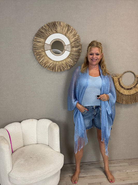 Omslagdoek Lurex Blauw - Nancfashion