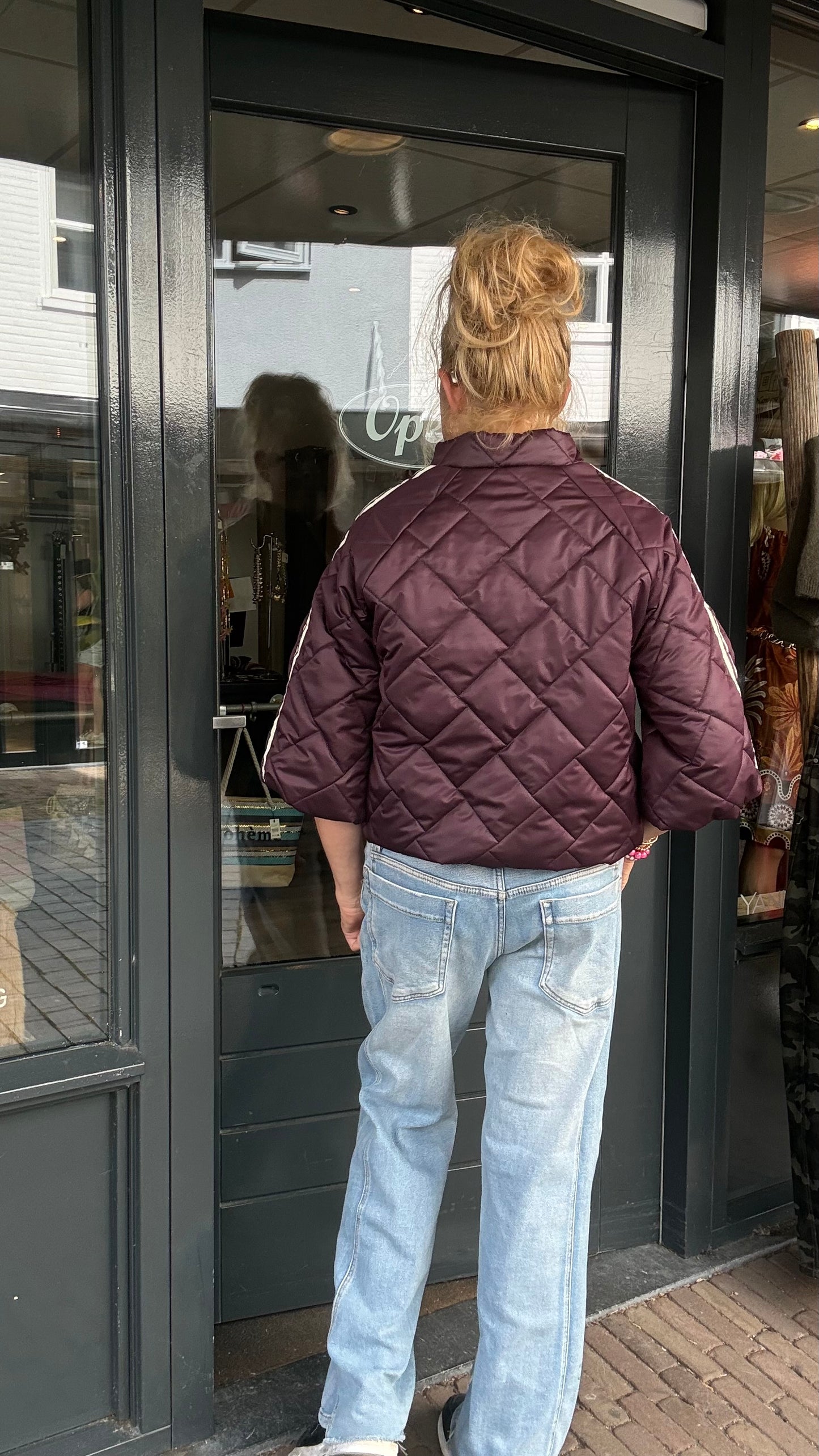Gewatteerd Jack 3/4 Mouw Bordeaux