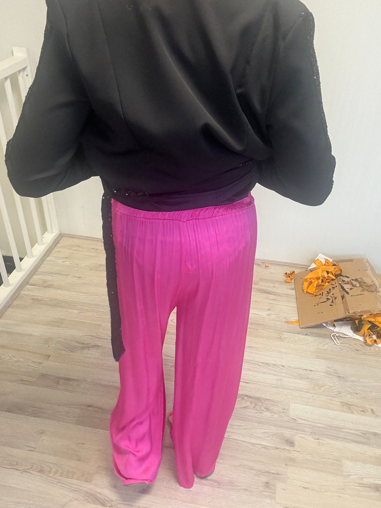Zijde Look Pantalon Fuchsia - Nancfashion
