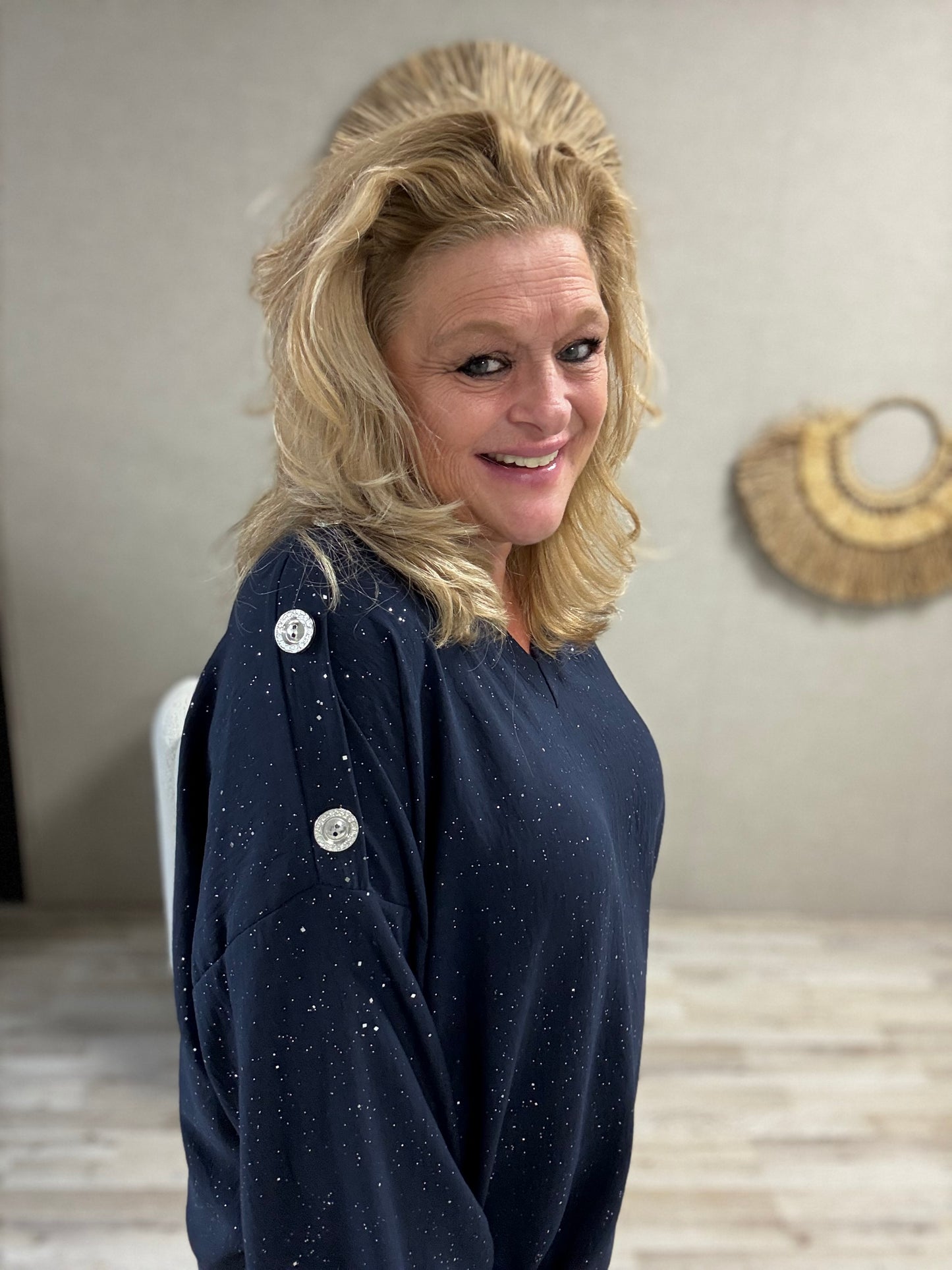 Blouse Imke Donkerblauw Zilveren sparkel