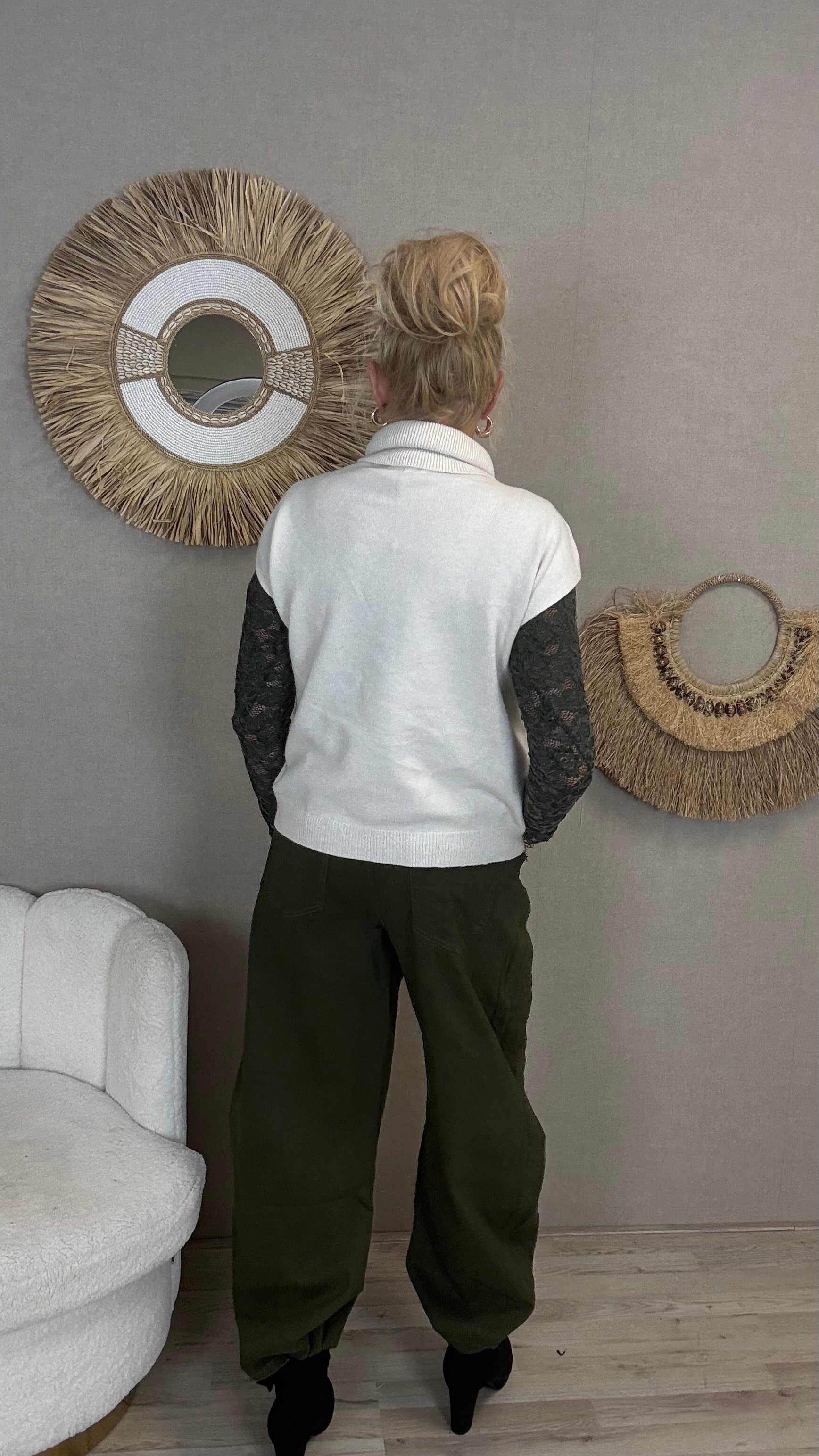 Coltruitje met korte mouwen-Off White