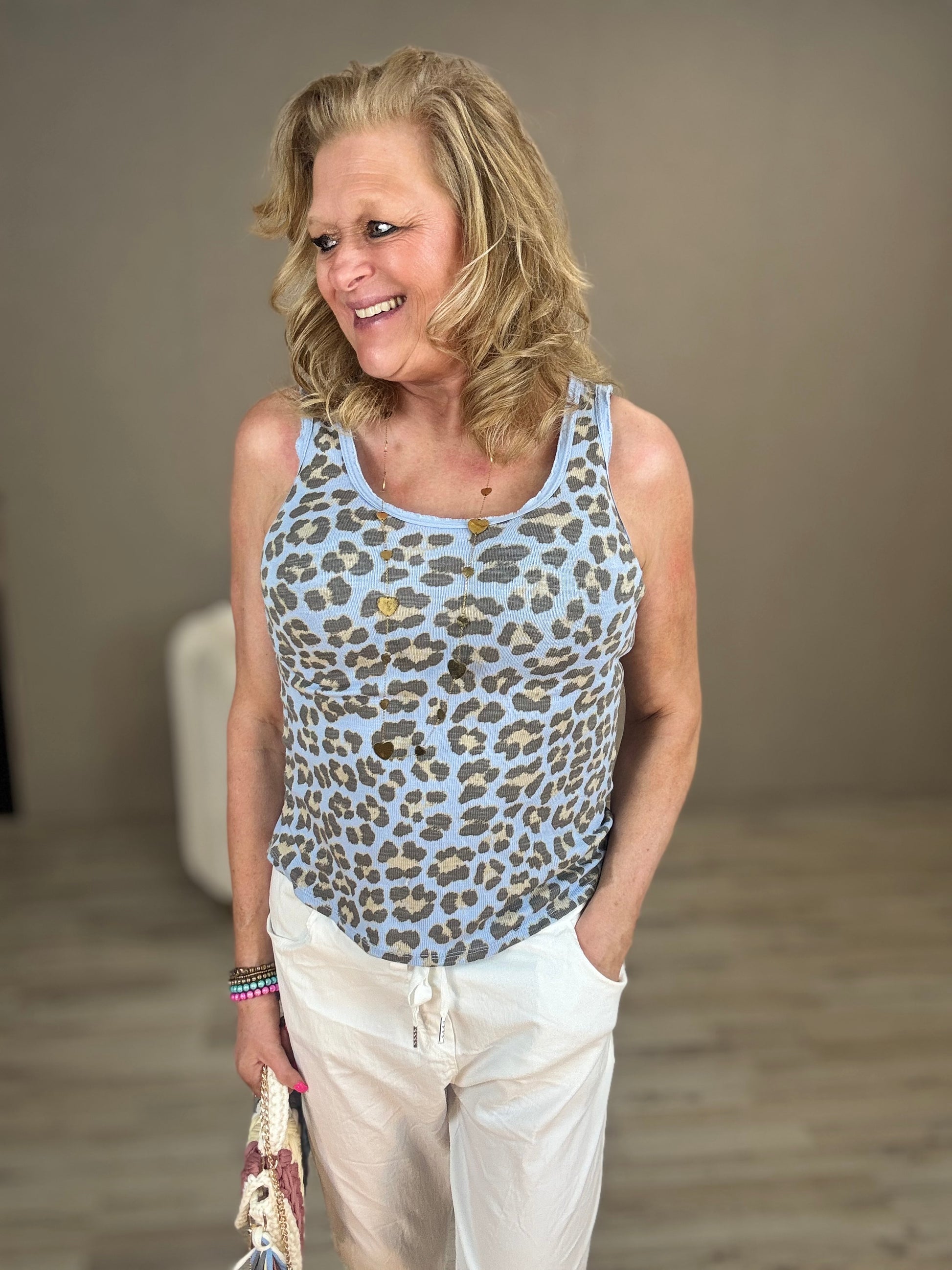 Top Leopard Blauw - Nancfashion