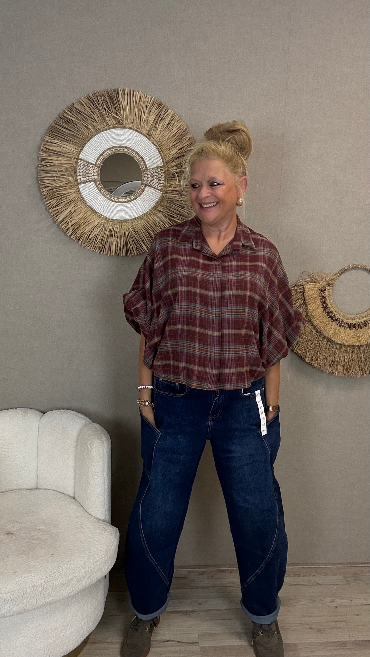 Gemma Ricceri Ruit Blouse Jade Bordeaux