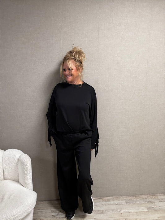 Tweedelig Comfy Pak met Franjers Zwart