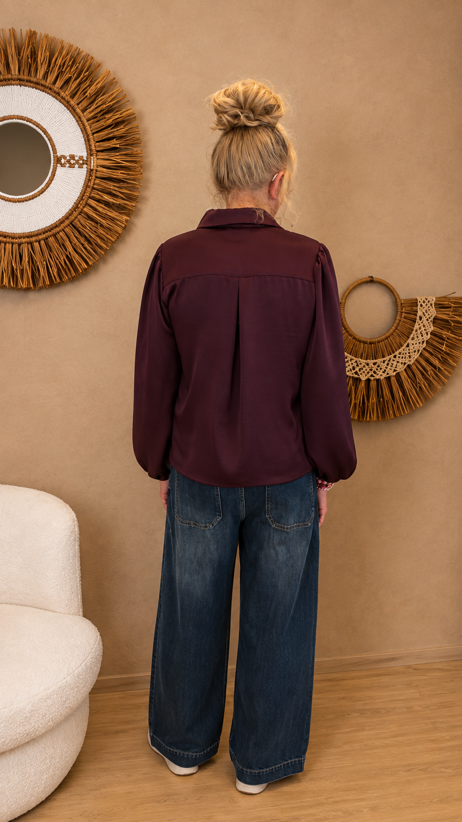 Gemma Ricceri Satijn Look Blouse Bordeaux