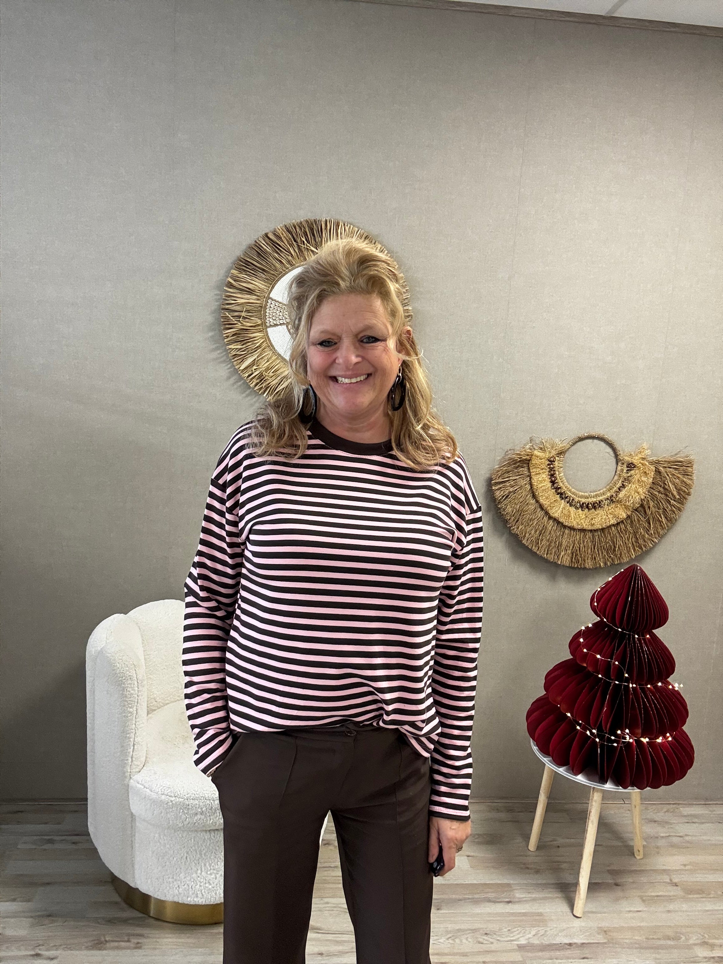 Gemma Ricceri shirt  Roze met Bruine Streep