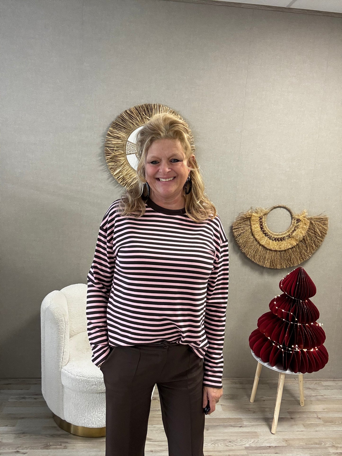 Gemma Ricceri shirt  Roze met Bruine Streep