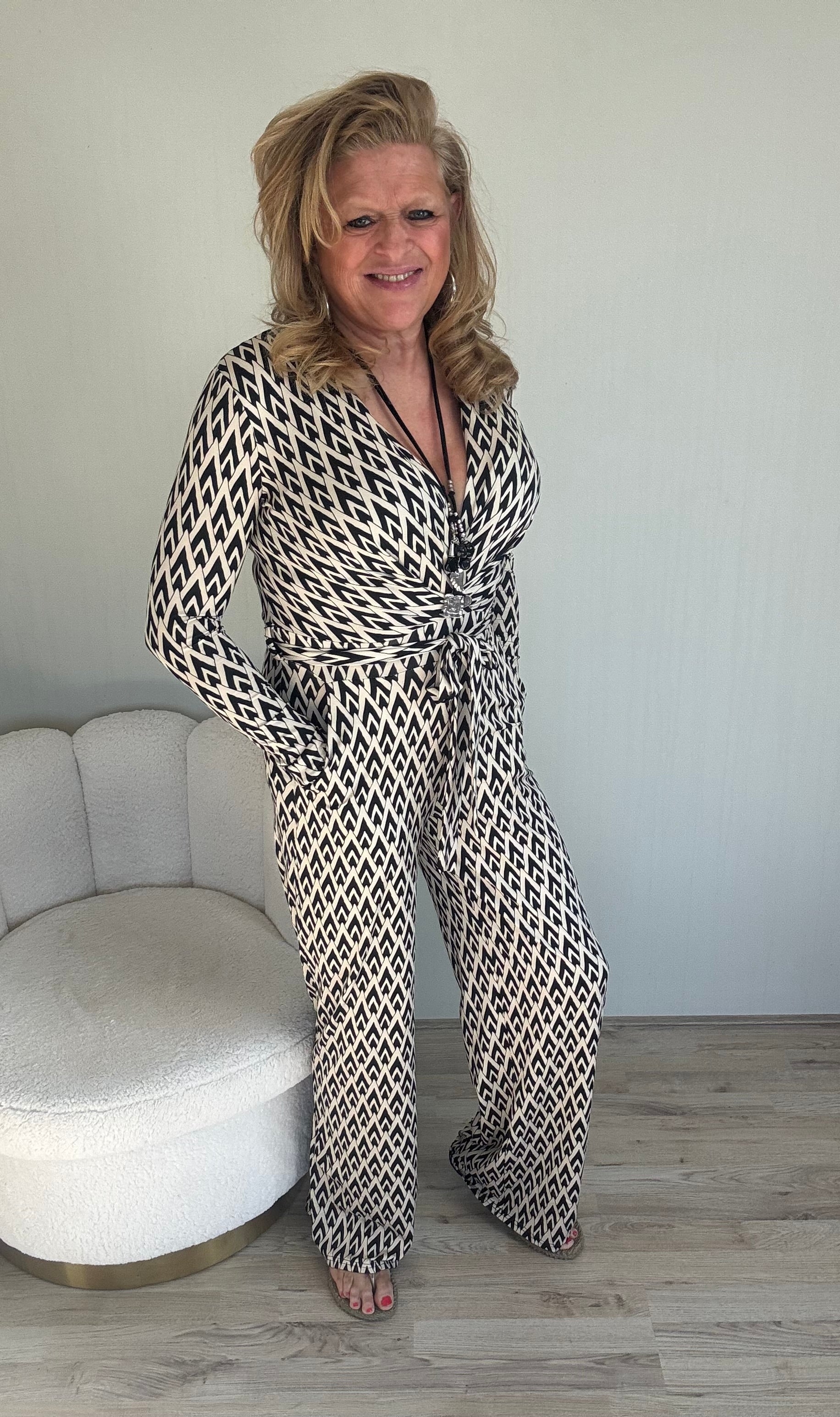 Jumpsuit By Swan Zwart/Beige - Nancfashion