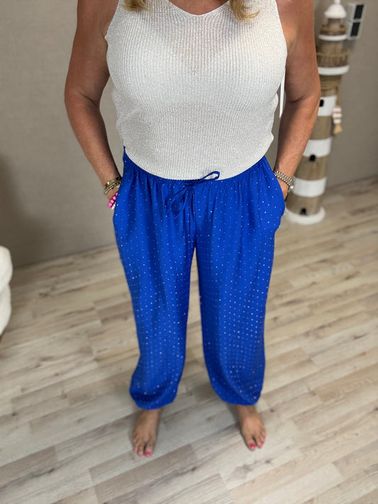 Strass Boho Broek Kobaltblauw - Nancfashion