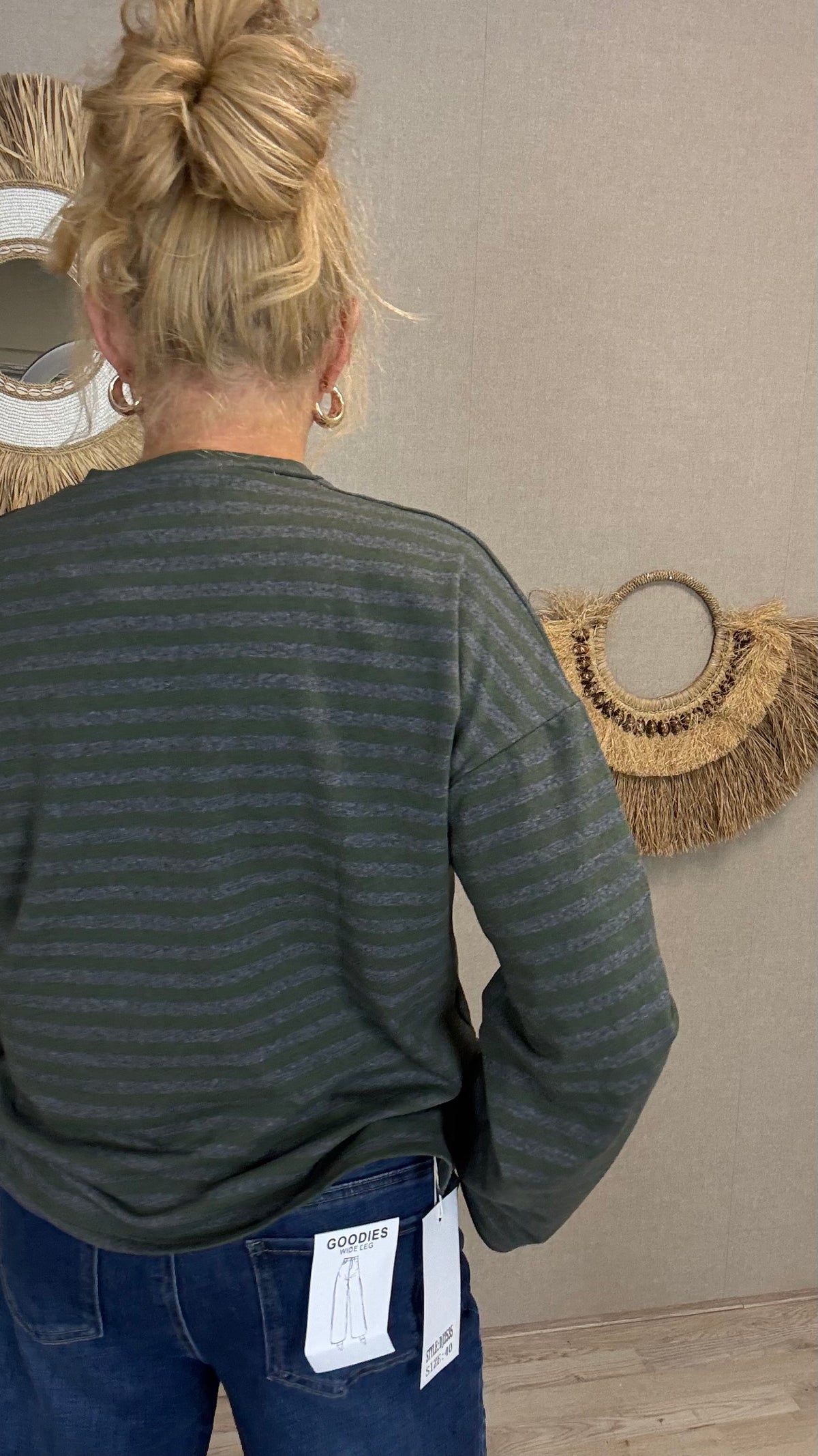 Gestreepte Longsleeve Groen/Grijs