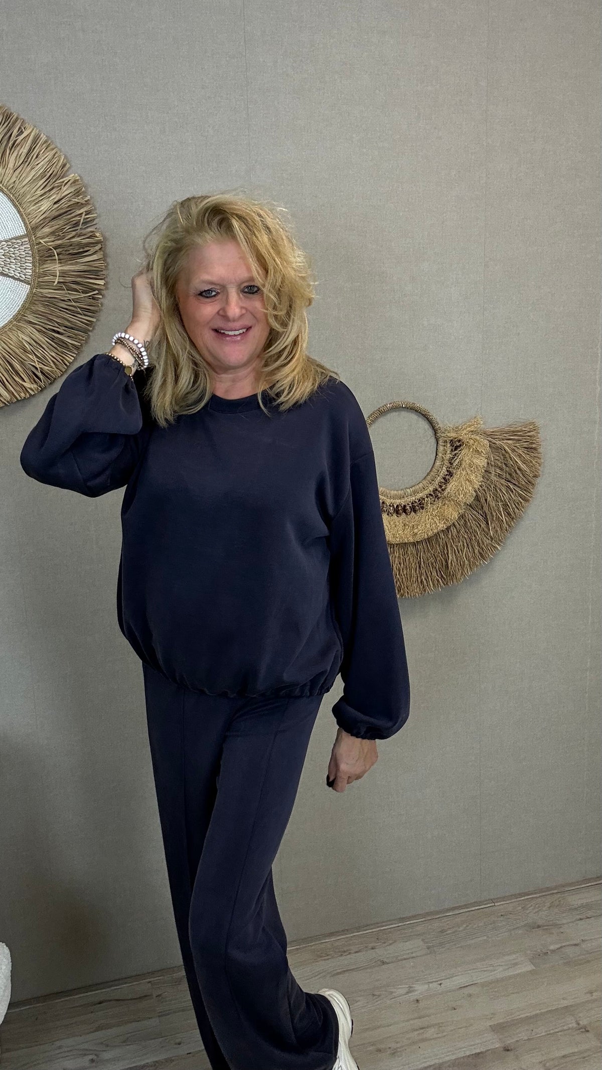 Superstretch Comfy Set Mooij-Donkerblauw