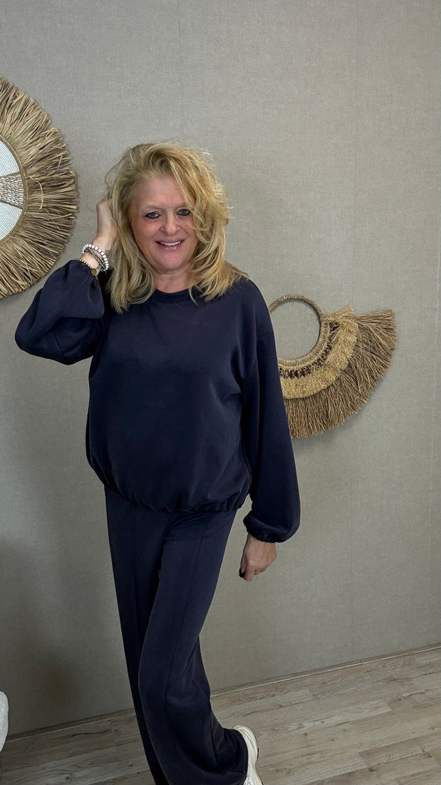 Superstretch Comfy Set Mooij-Donkerblauw