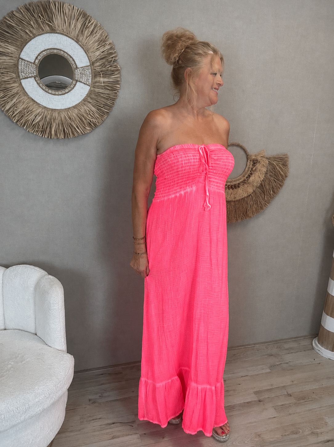 Jurk Ibiza Glow-Neon Roze