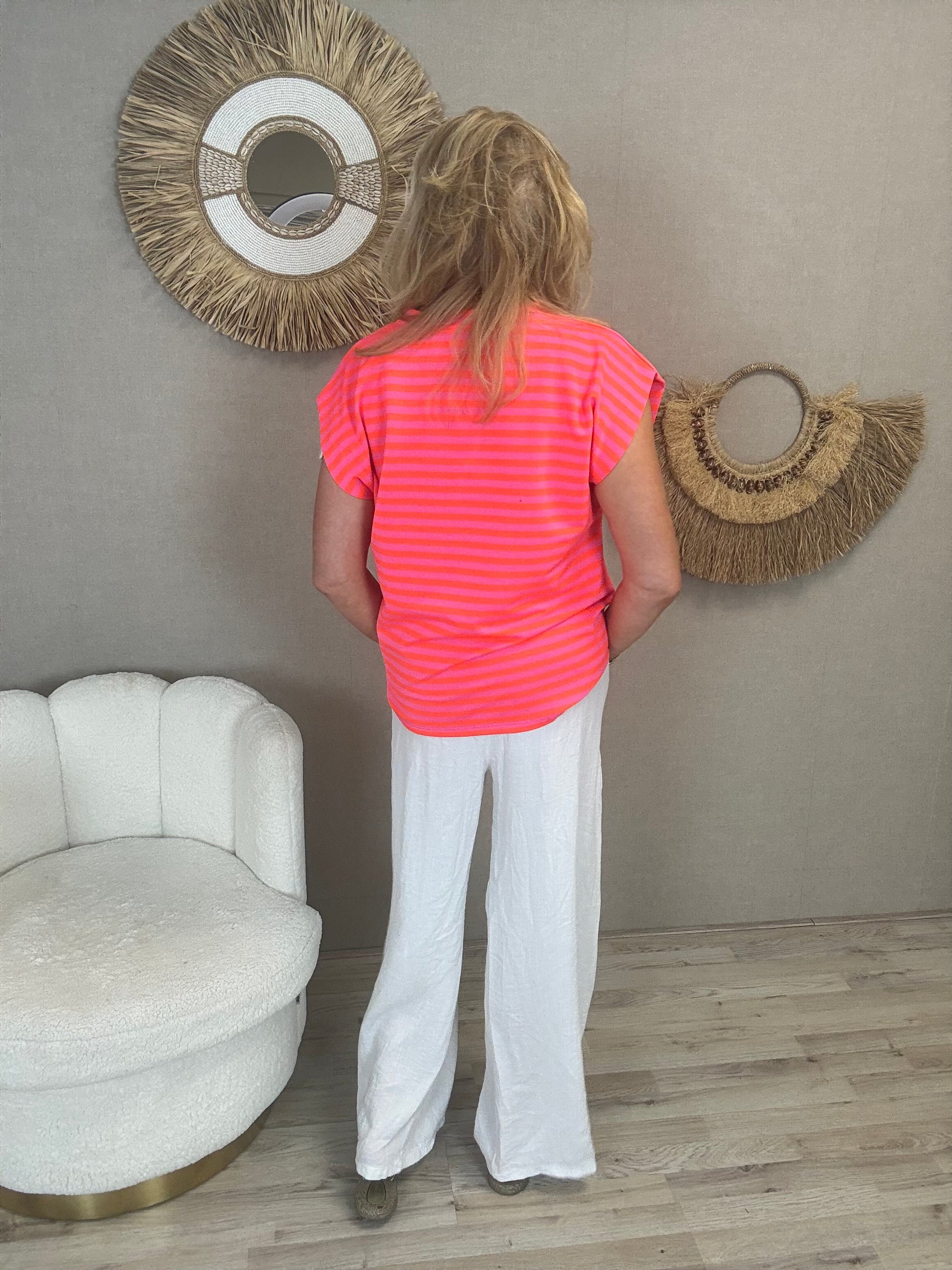 Striped Shirt Mooij - Fuchsia/Orange - Nancfashion