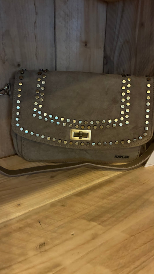 Suedine Crossbody Tas met Goudkleurige Studs (3kleuren)