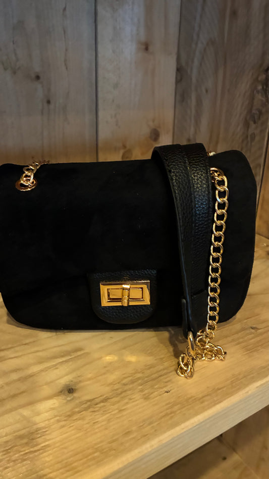 Suedine Schoudertas met Goudkleurige Ketting ( 2 kleuren)