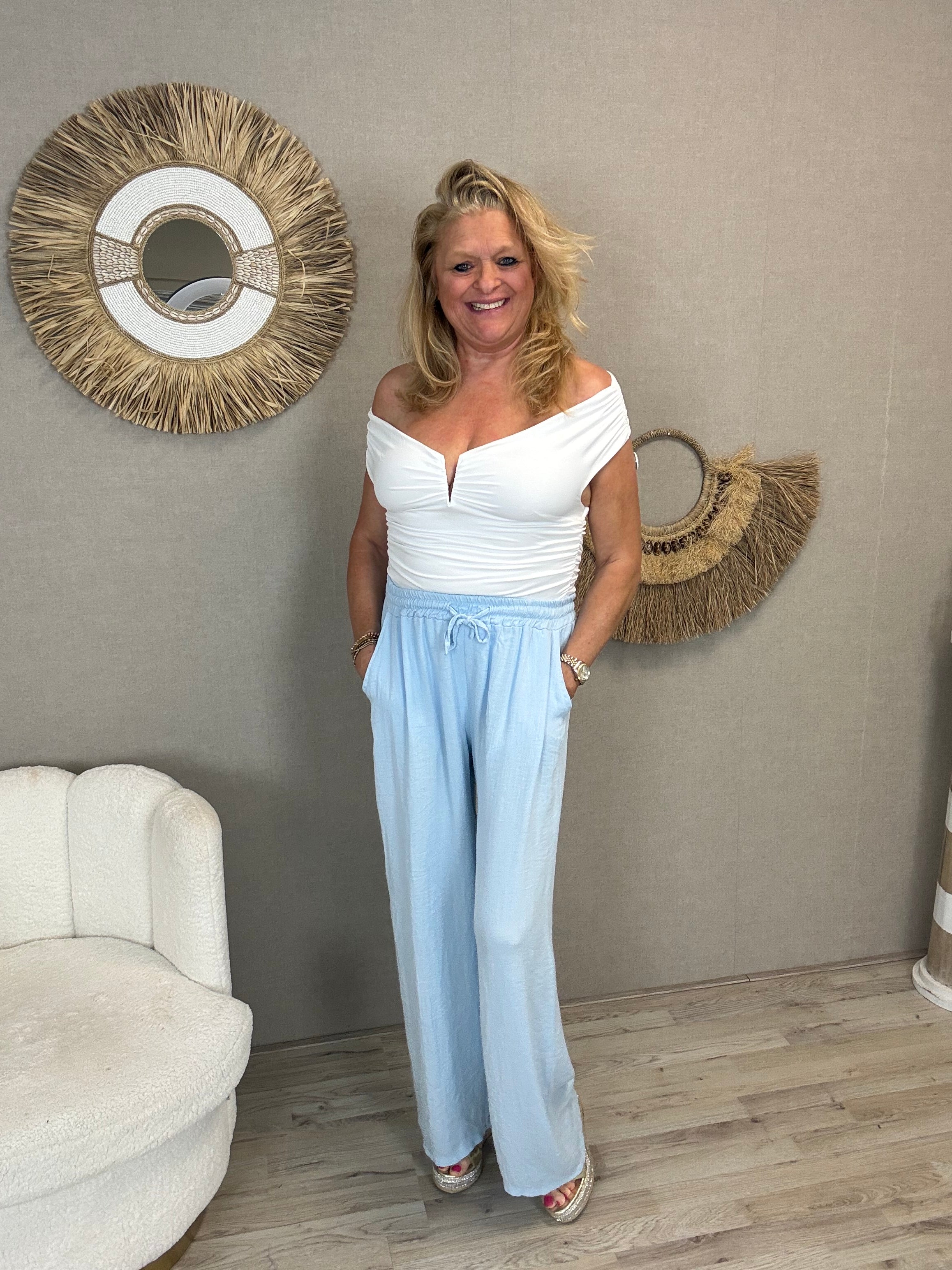 Zomer Broek Fay Lichtblauw - Nancfashion