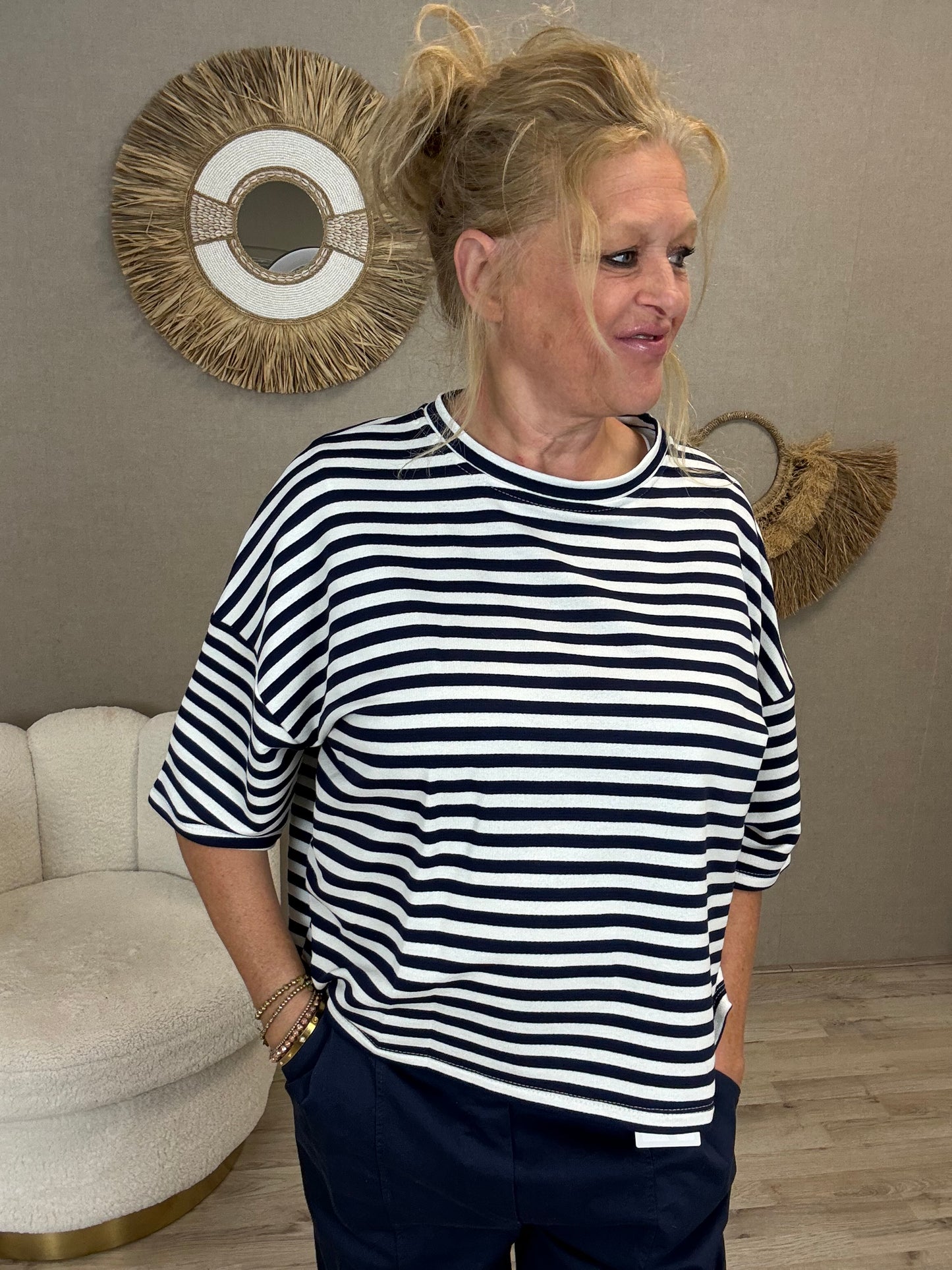 Mooij gestreept shirt – navy/wit - Nancfashion