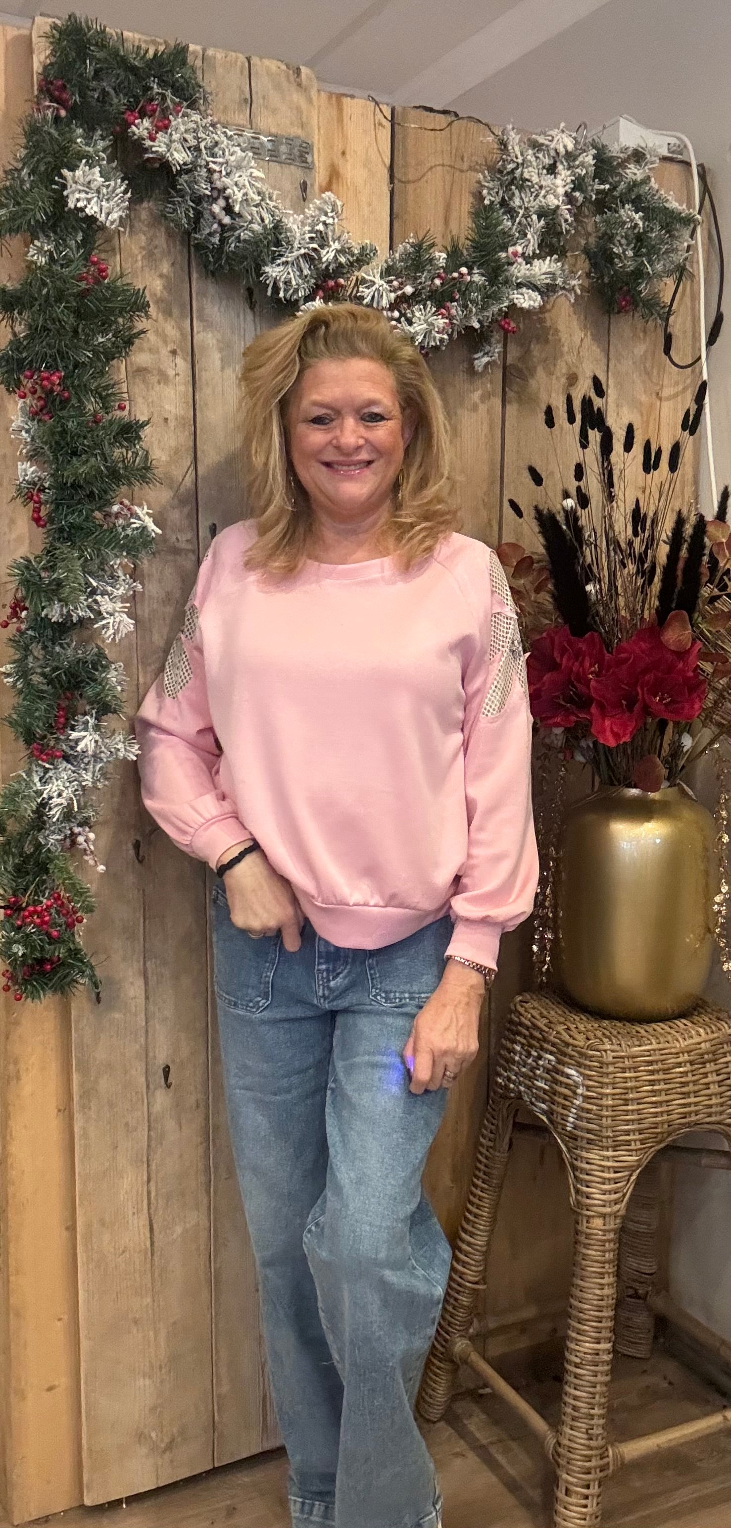 Sweater met Bloem Gemma Ricciri Roze