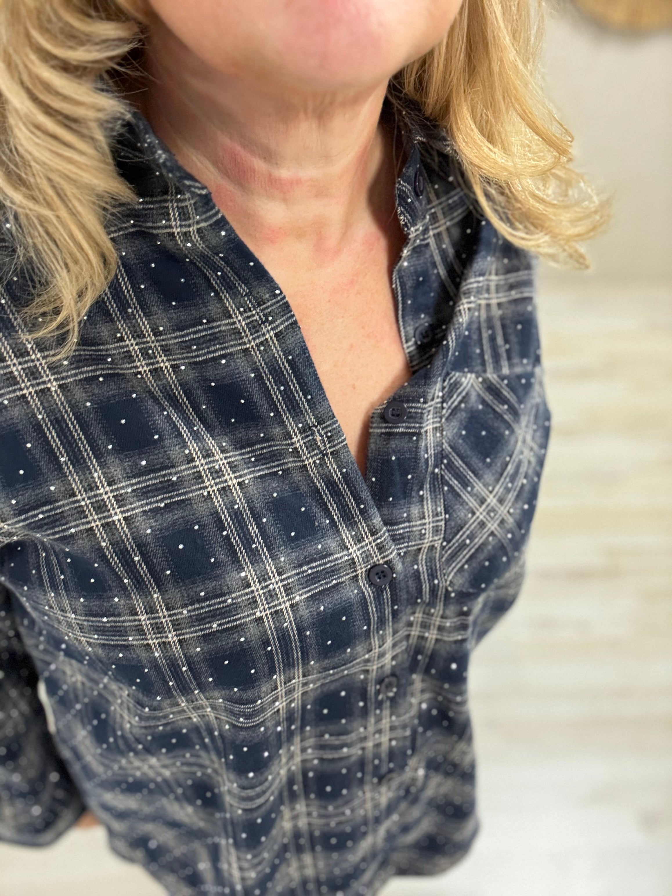 Houthakkers Blouse met Strass Steentjes Blauw