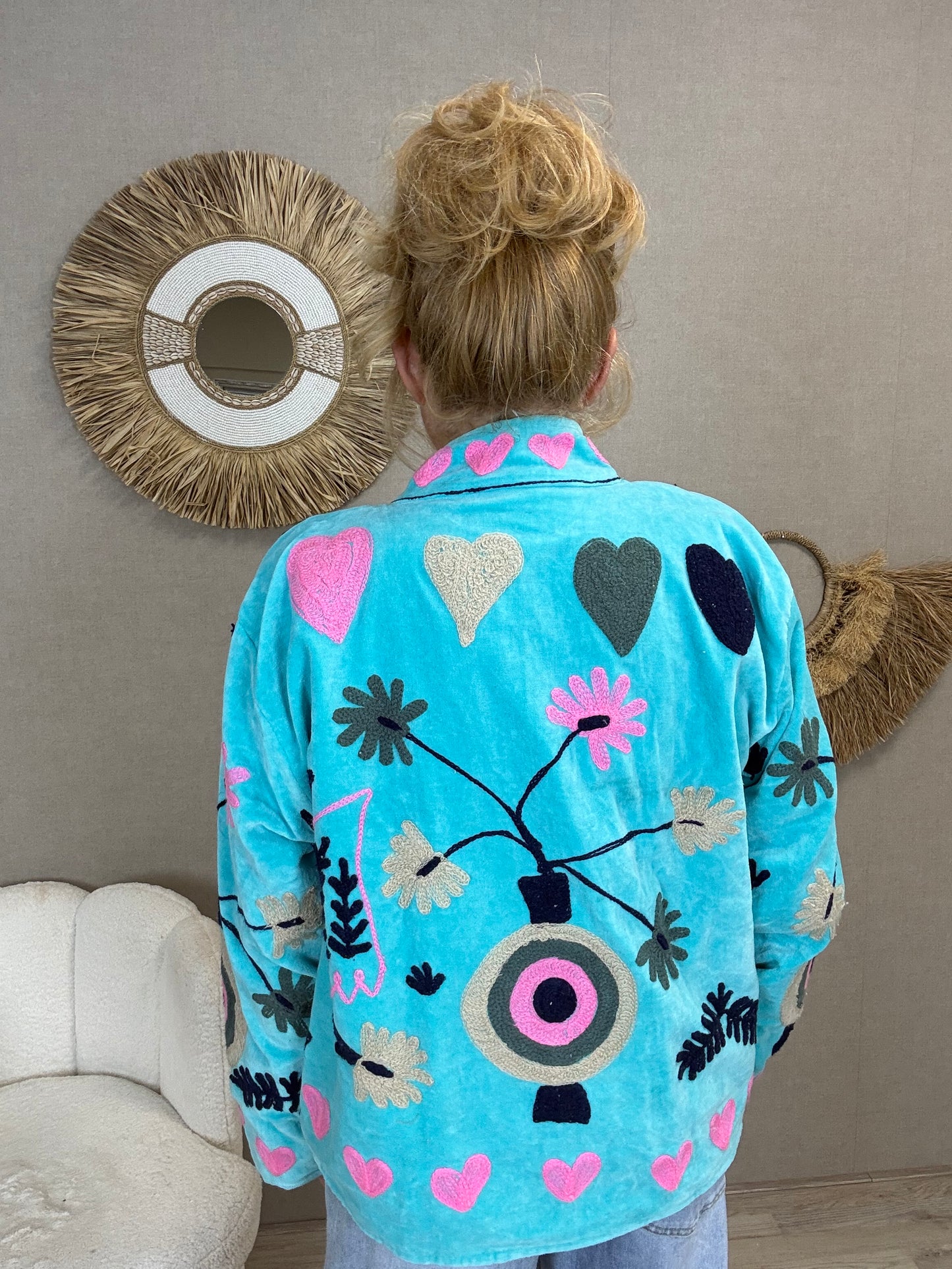 Cotton Velvet Jacket turquoise