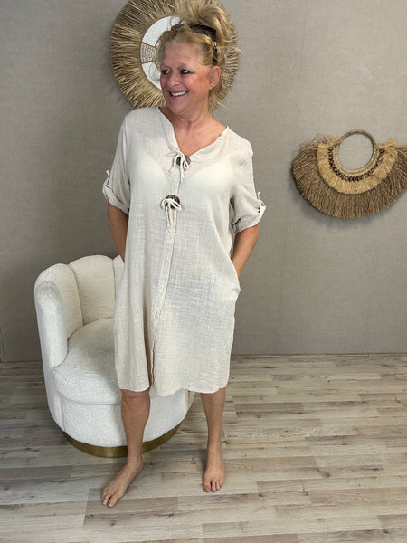 Luchtig katoenen jurkje met knoop details