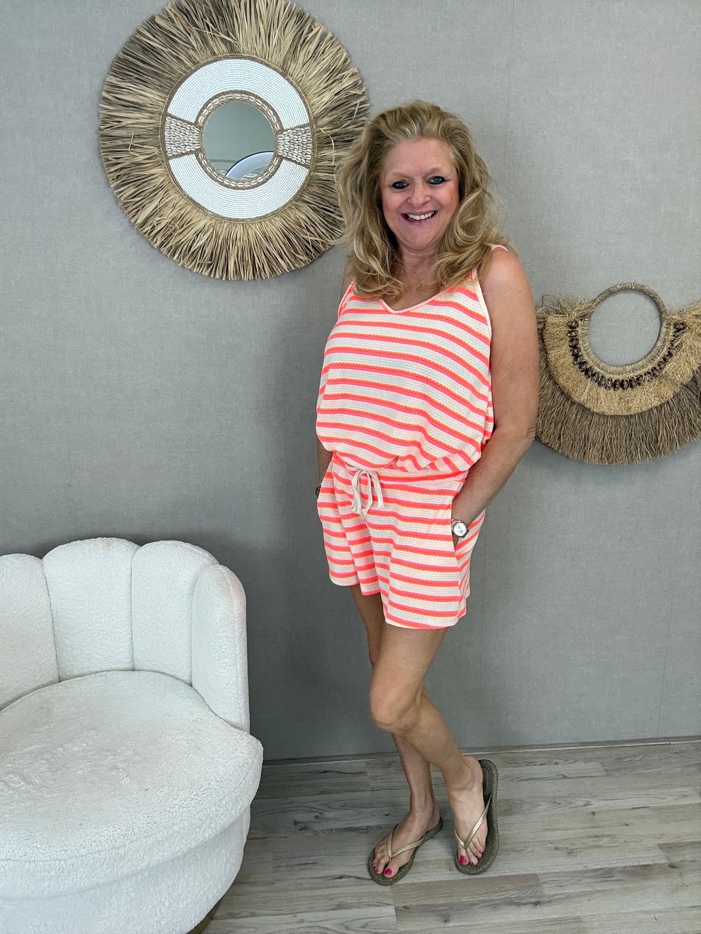 Zomerse Set Floortje roze/oranje stripe