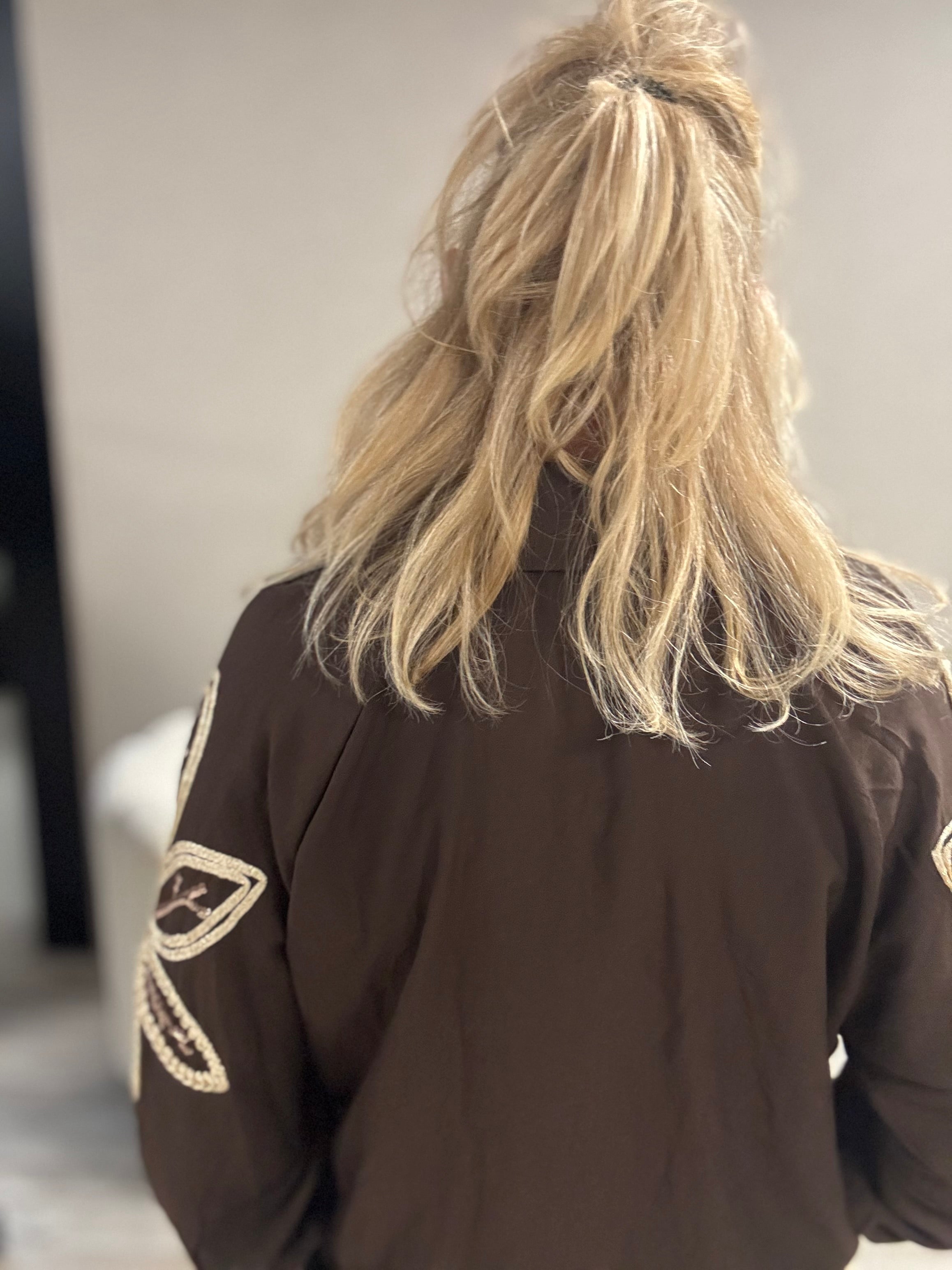 Top met mouw borduursel G. Ricceri Bruin