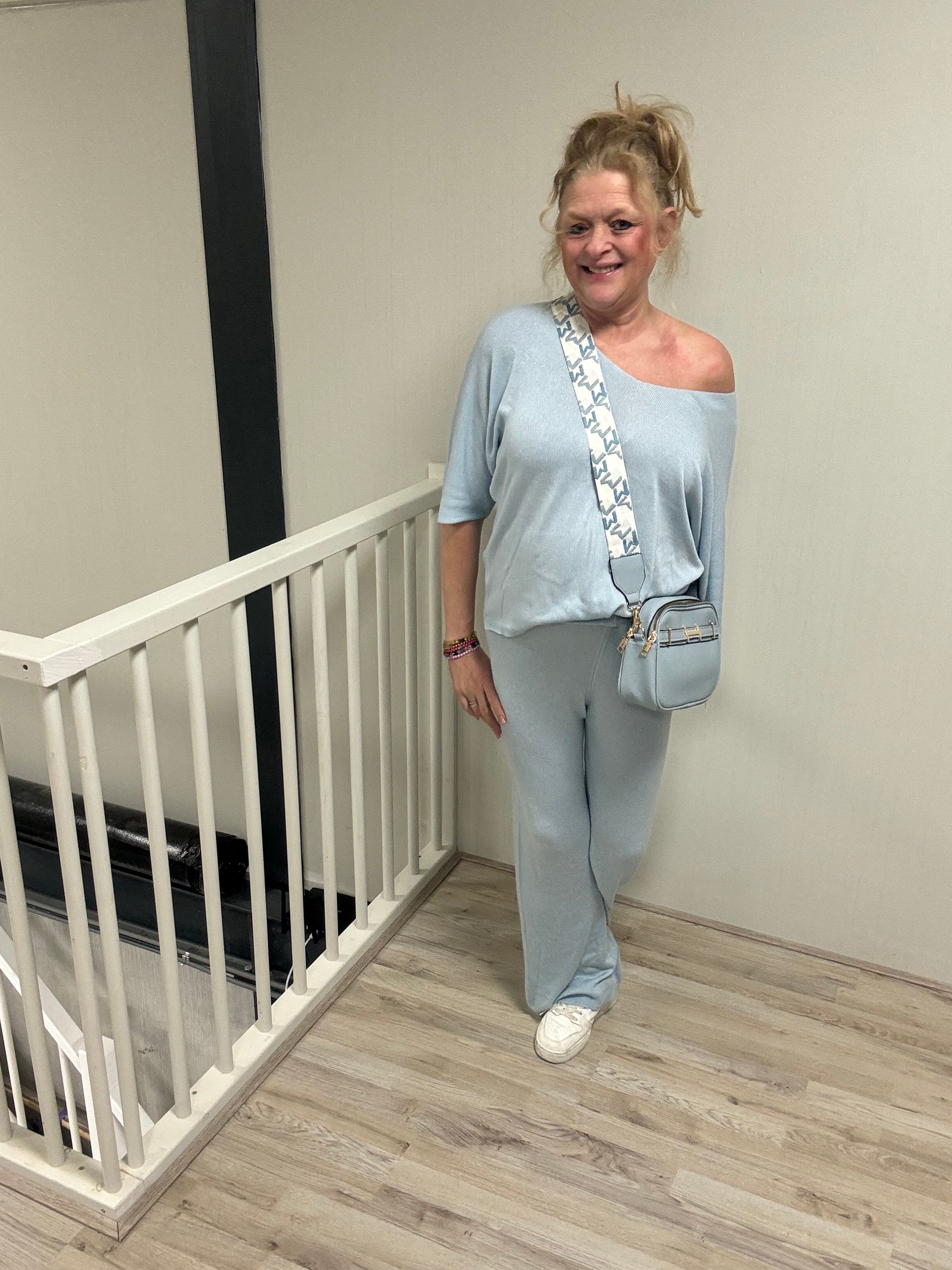 Tweedelig comfy pak Lichtblauw - Nancfashion