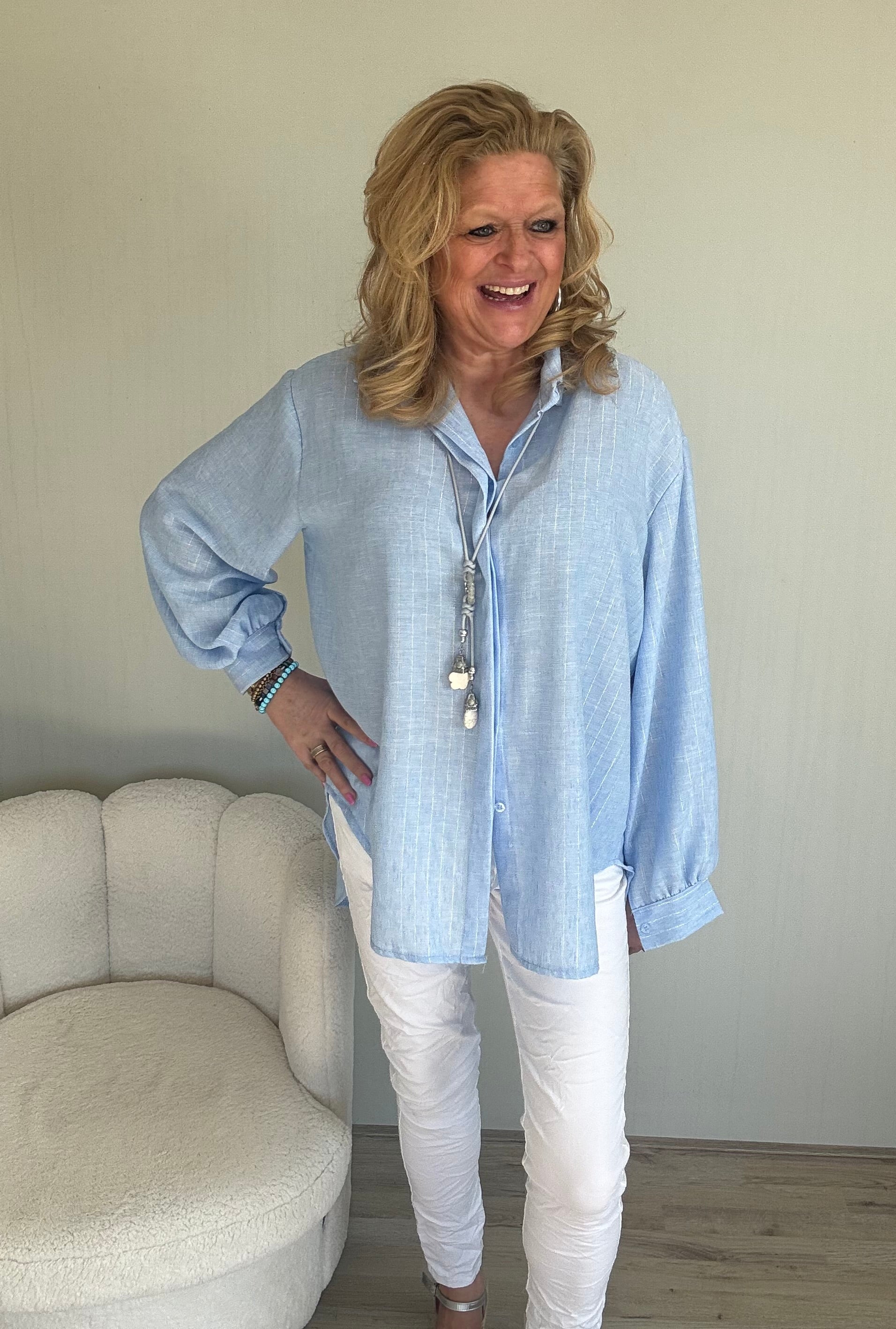 Blouse Billy Blauw - Nancfashion
