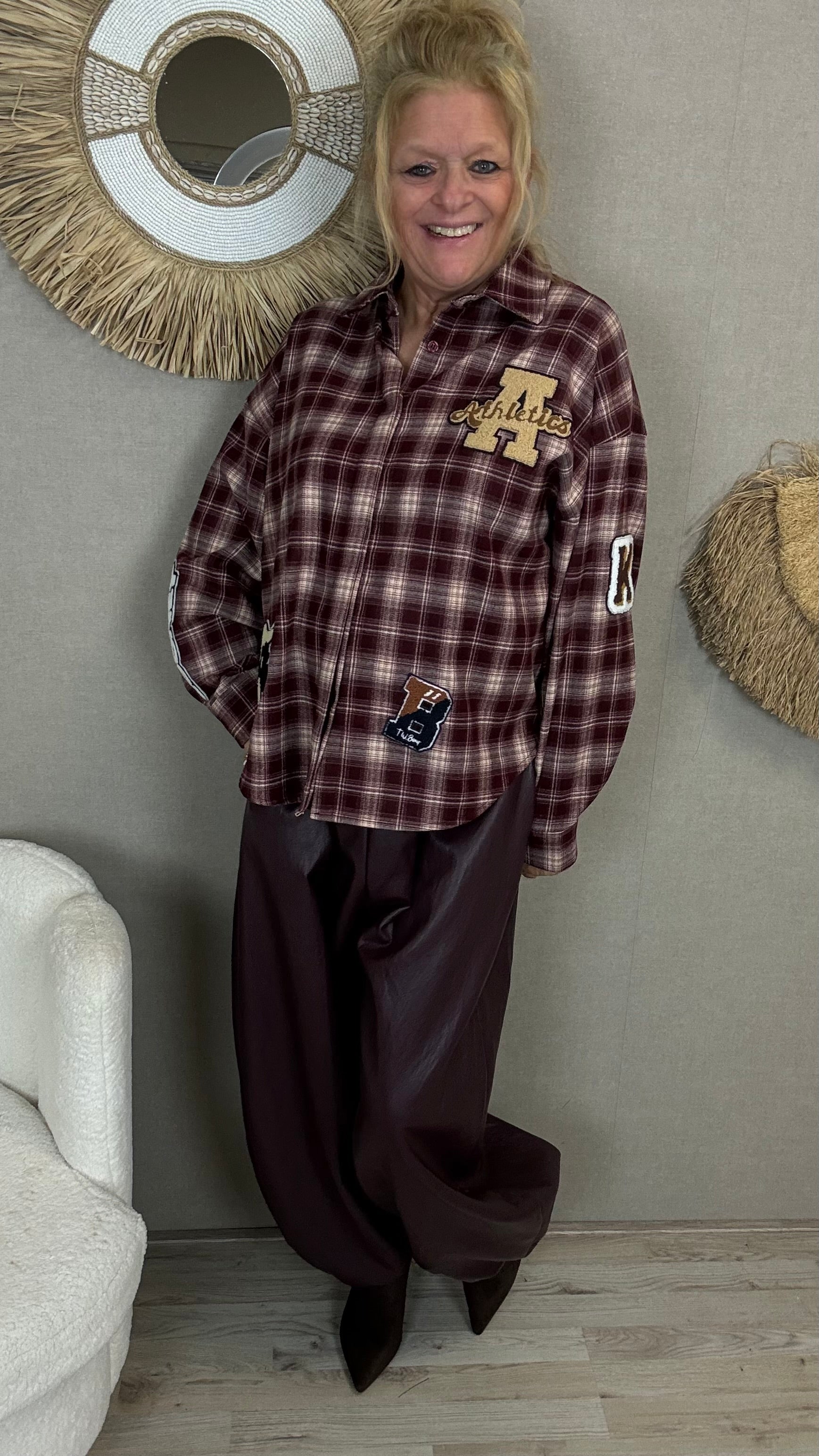Houthakkers Blouse Teddy Applicaties Bordeaux