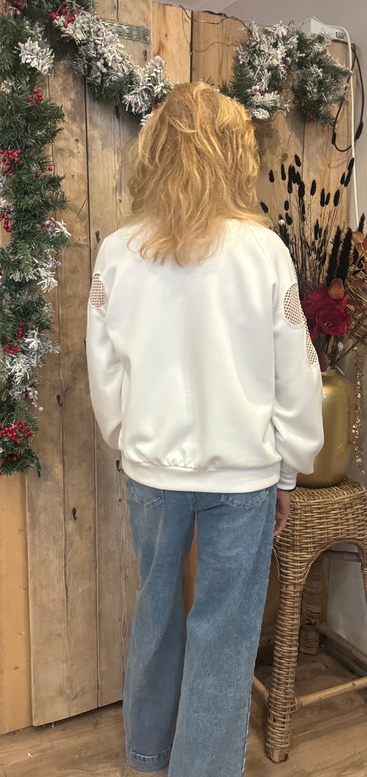 Sweater met Bloem Gemma Ricciri Off White