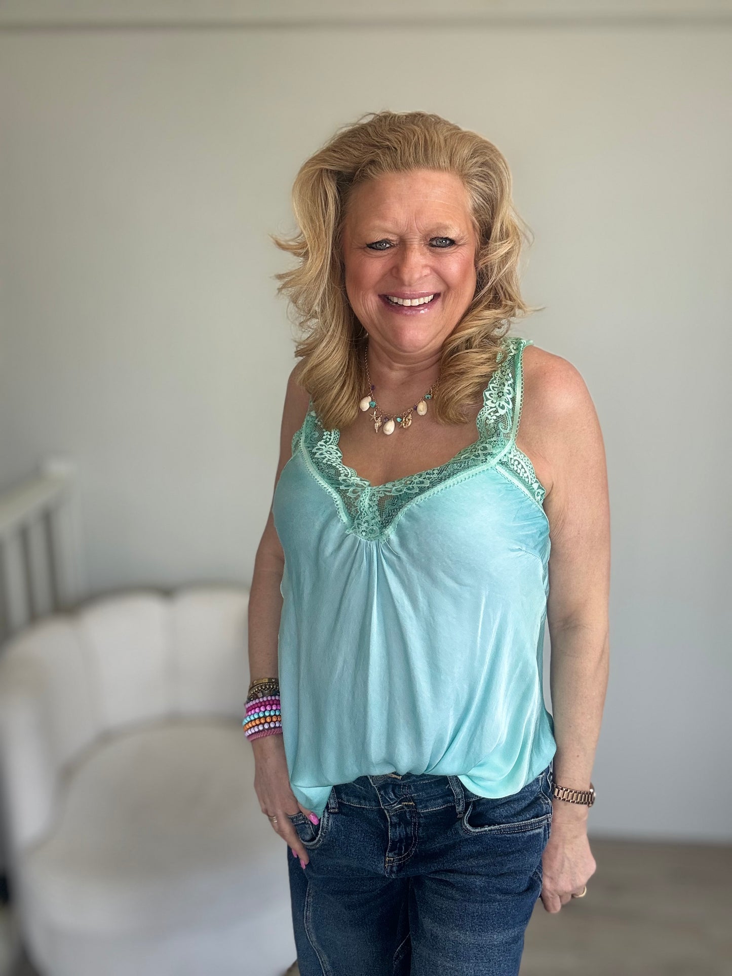 Silky Top Alicia groen - Nancfashion