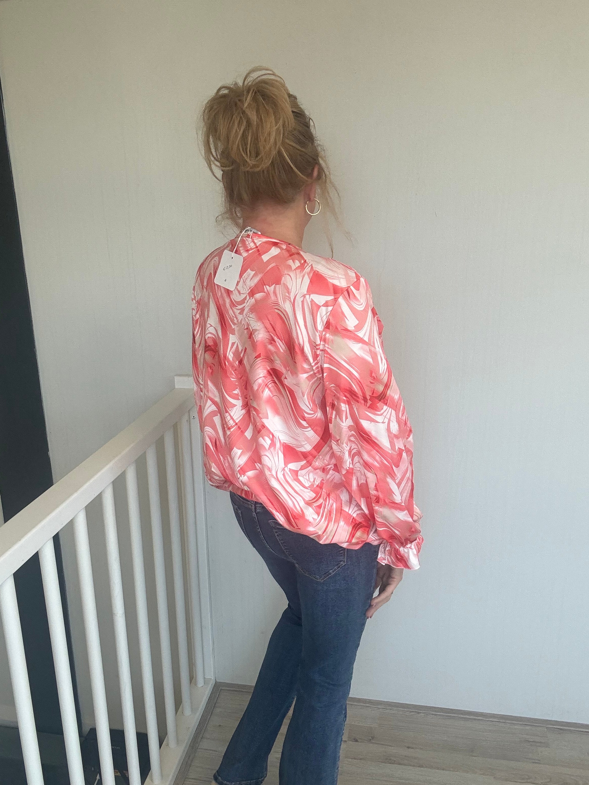 Ballon Top Print Coral