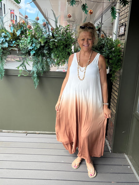 Maxi Jurk Sunset Wit/Bruin