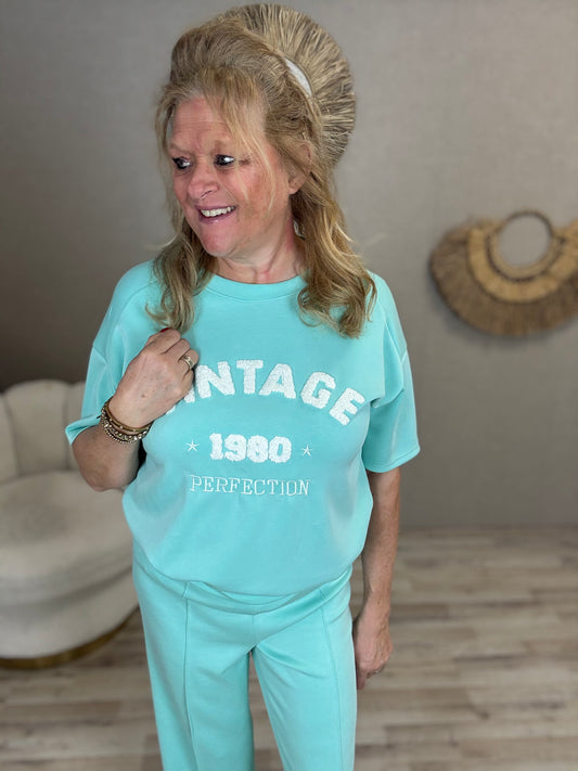 Shirt Vintage Mooij Tuquoise - Nancfashion