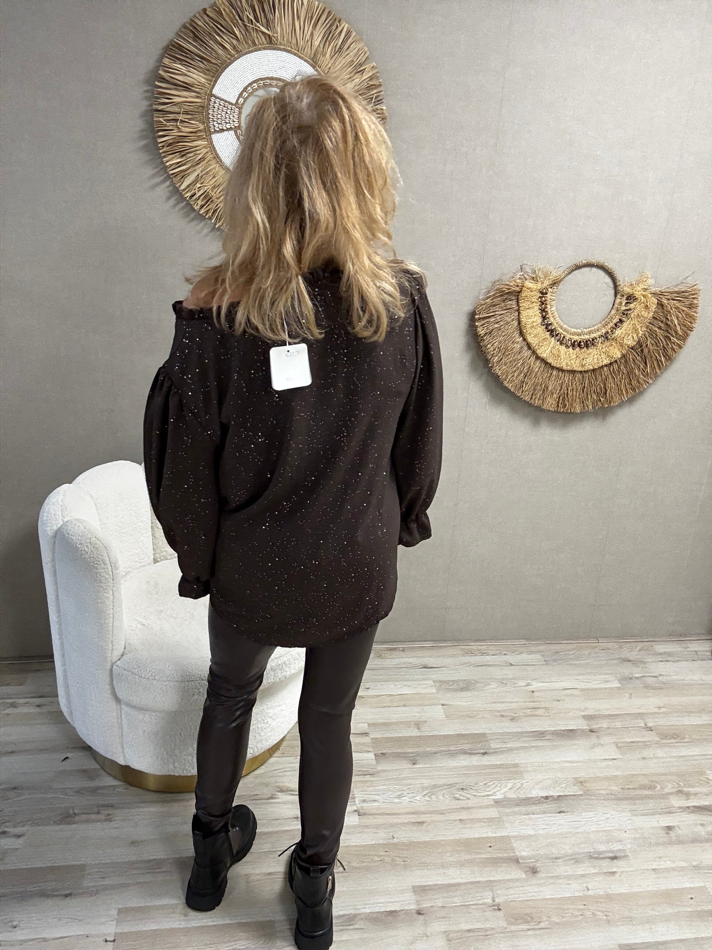 Blouse Tilly Choco Met Zilveren Sparkel