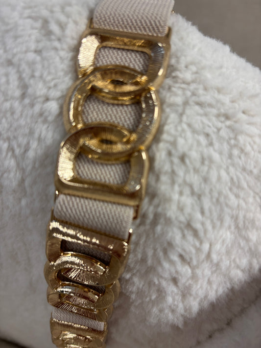 Stretch Riem Beige Goud