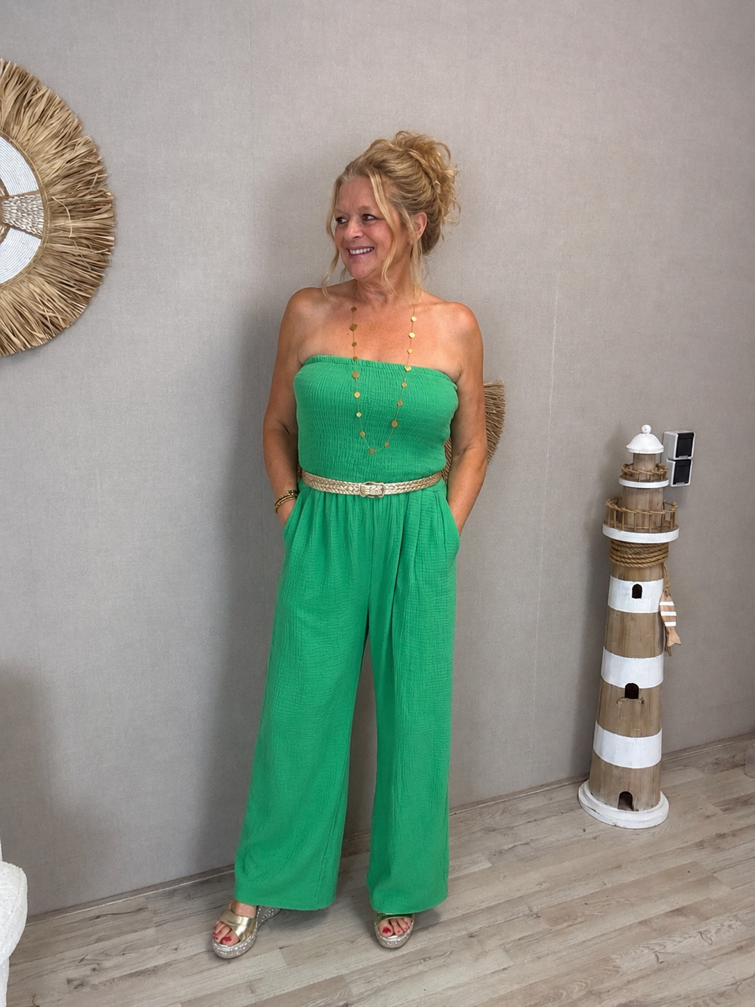 Strapless Jumpsuit Roxy Cucci Groen