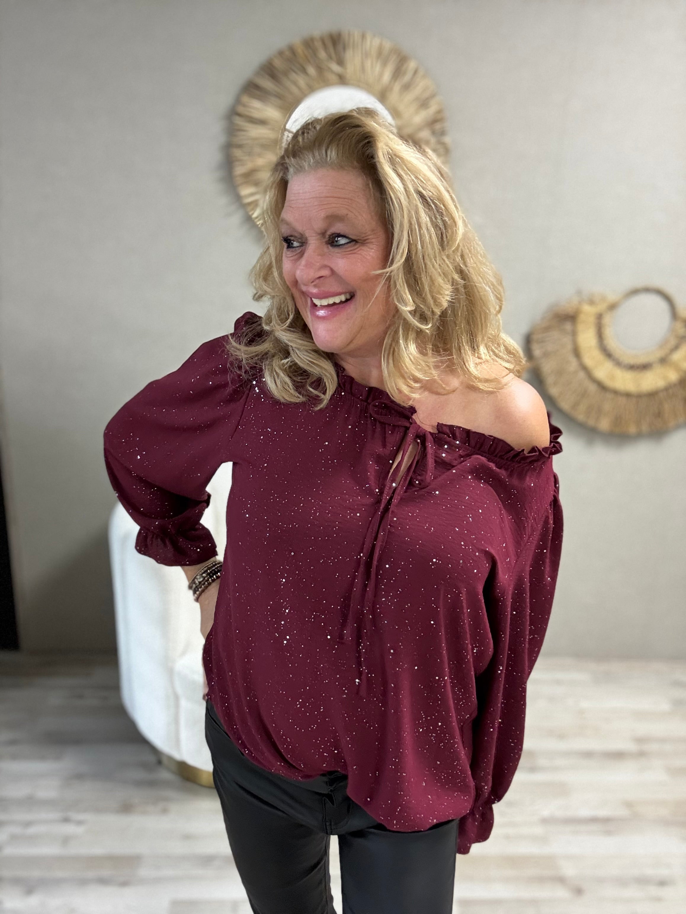 Blouse Tilly Bordeaux met Zilveren Sparkel