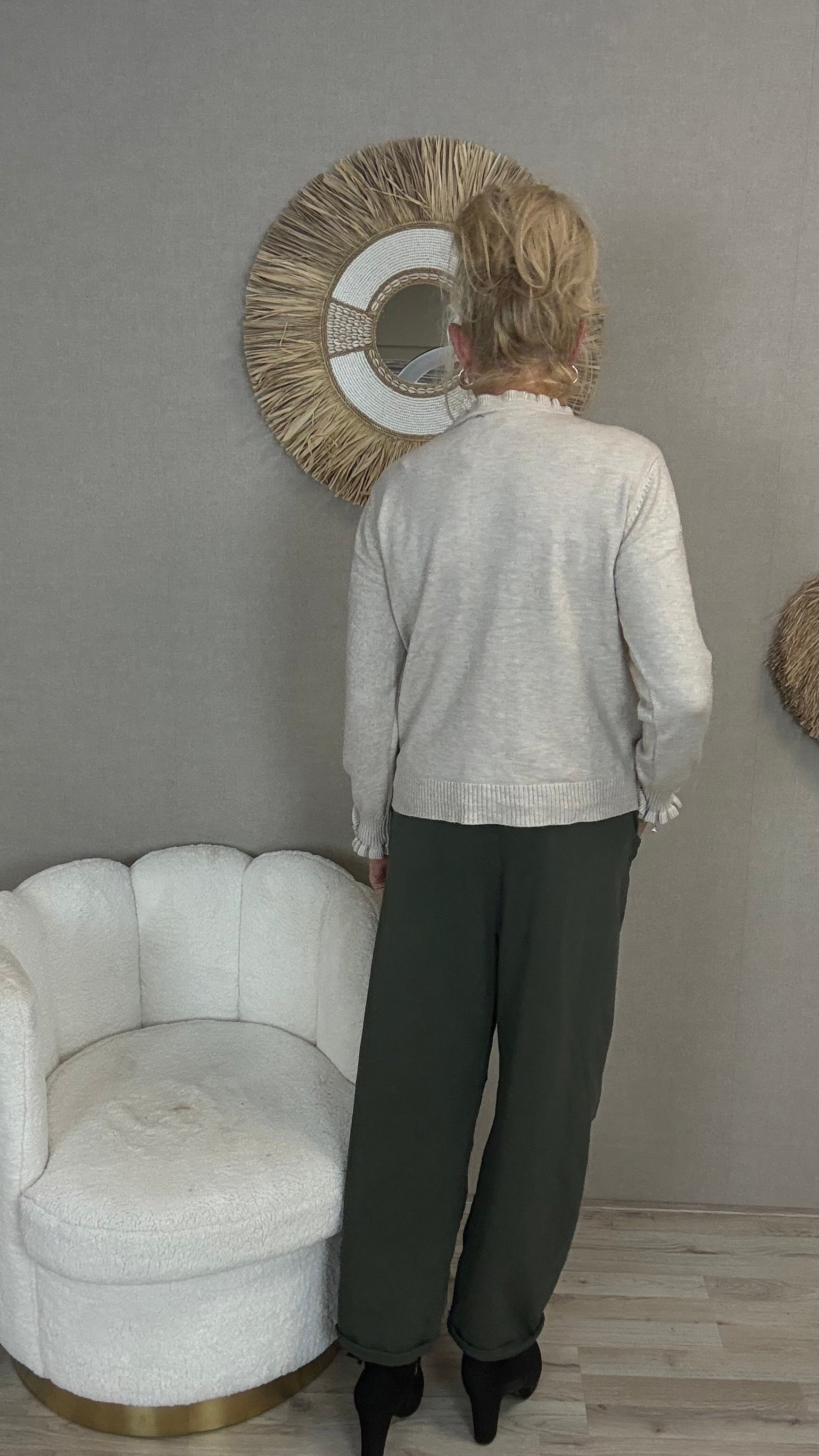 Vest Amour – Hartjesknoopjes Beige/Malange