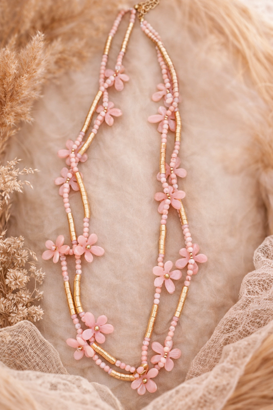 Boho Ketting bloem Roze - Nancfashion