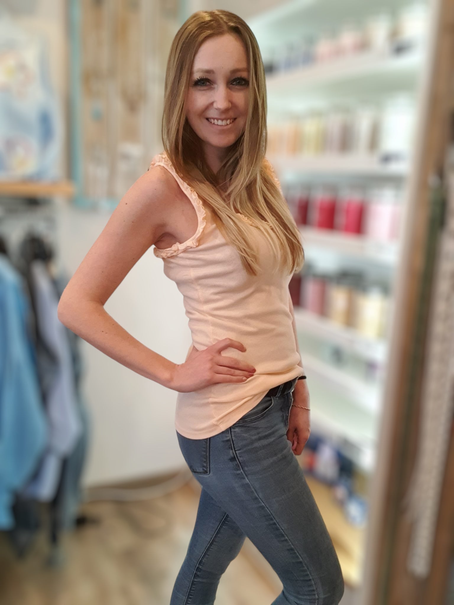 Basic Top Roesel zalm - Nancfashion
