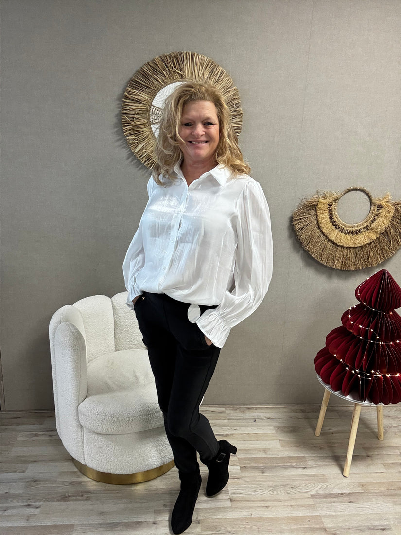 Blouse met Smock aan de mouw Gemma Ricceri White Metallic