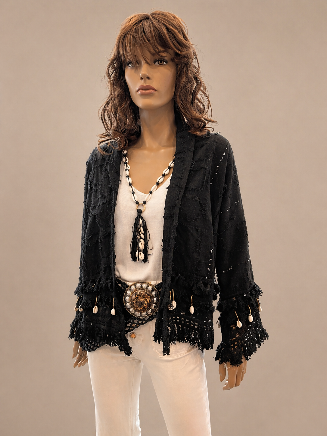 Boho jasje met Shelpjes Zwart